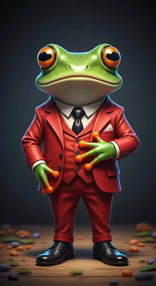 Charming Frog in Elegant Red Suit