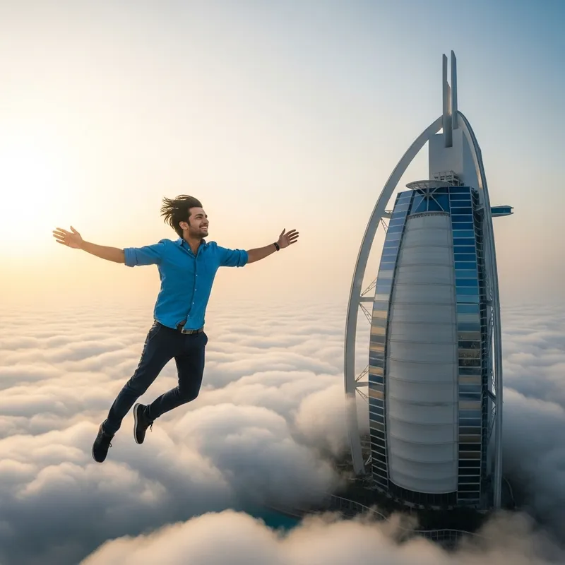 Soaring Above the Clouds Next to Burj Khalifa Soaring Above the Clouds Next to Burj Khalifa
