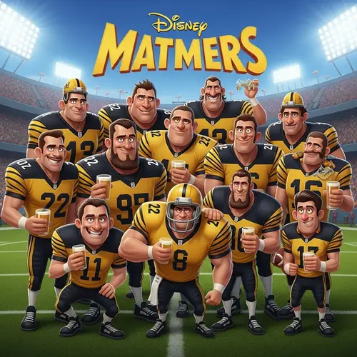 Animated Yellow and Black Football Players Movie Cover | Unity and Humor