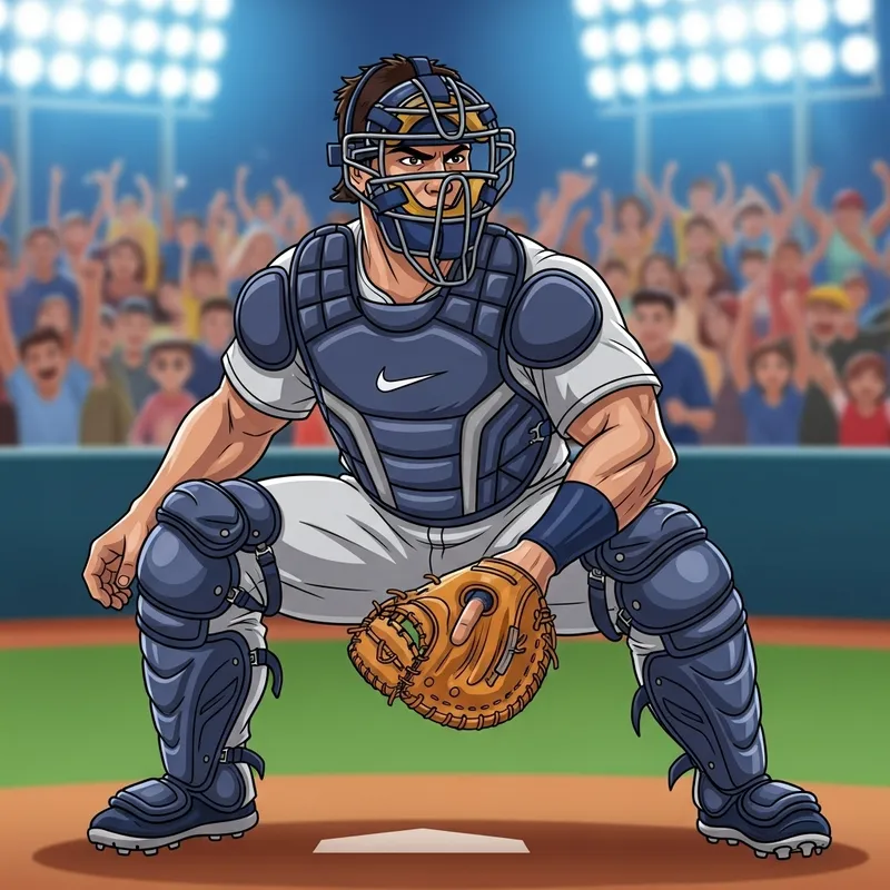 Ivan Pudge | Baseball Catcher Illustration with Strong Physique