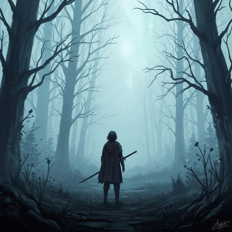 Mystical Figure in a Vibrant Forest Scene Mystical Figure in a Vibrant Forest Scene