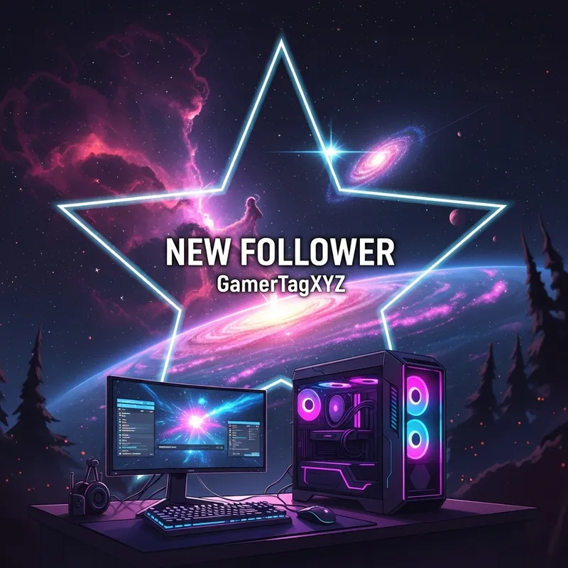 Professional Star Twitch Alert with Space Background and Anime Gaming PC