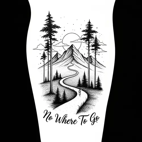 No Where To Go Tattoo Design | Trail & Mountain Theme