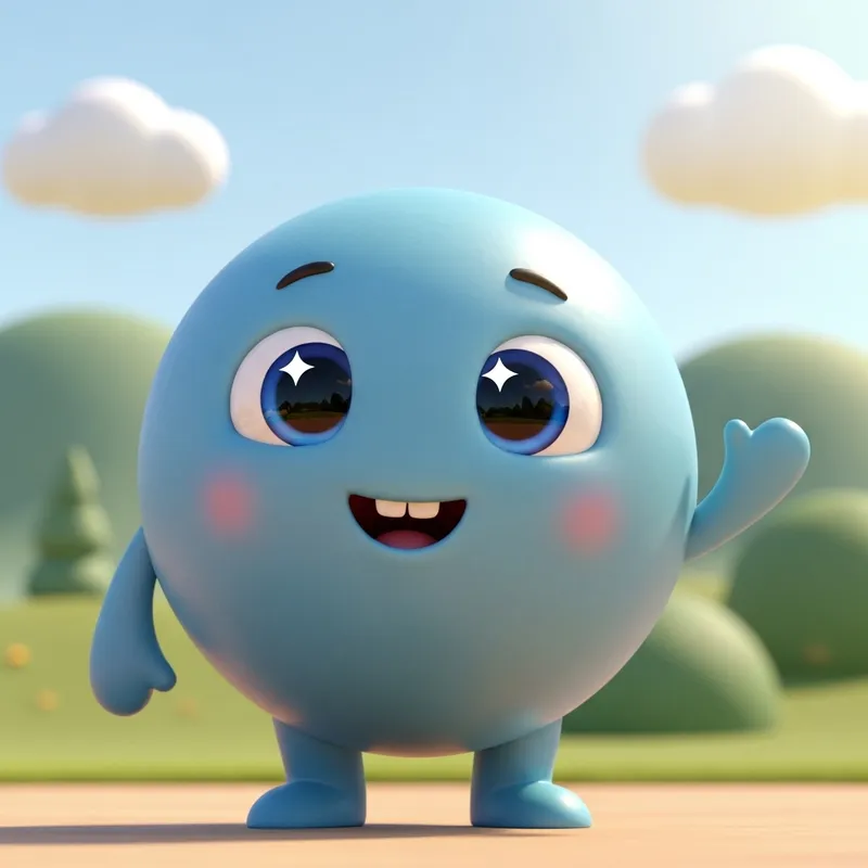 Cute Smiling Eye Animated Character for Joy and Positivity