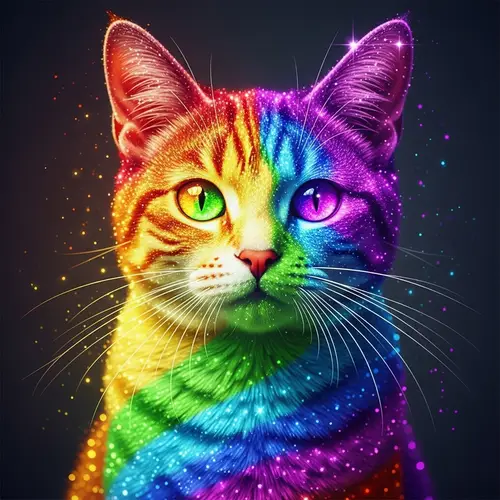 Glitter Rainbow Cat: Spectacular Image of a Colorful Feline