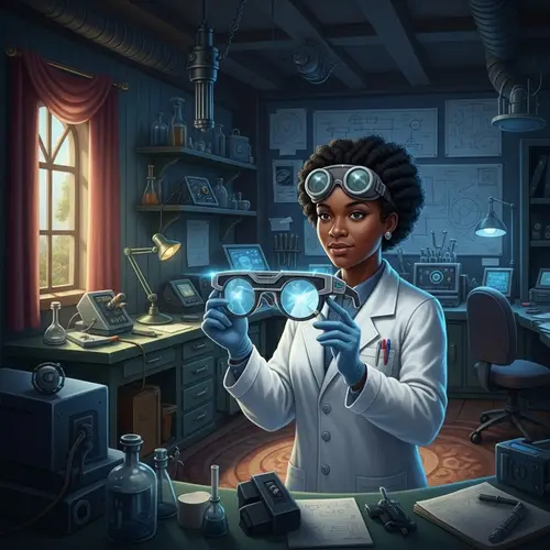 X-Ray Vision Eyeglass Invention: Futuristic Scientist's Creation