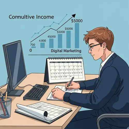 Beginner's Journey into Digital Marketing | Income Growth Visualization