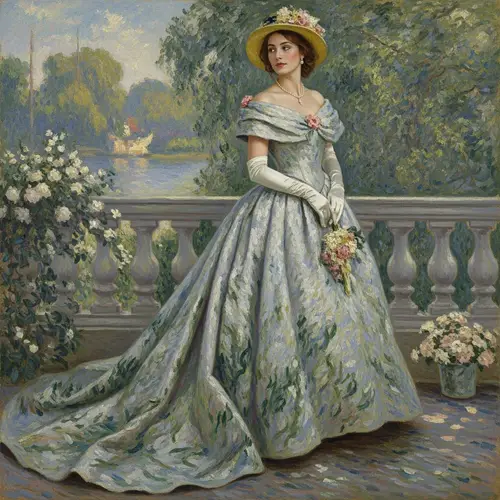 French Impressionist-Inspired Gown Reflecting Monet's Style