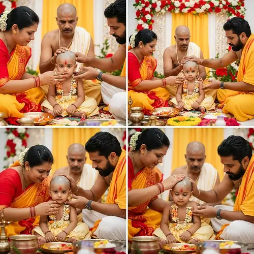 Traditional Mundan Ceremony: Vibrant Colors and Ritual Close-Ups