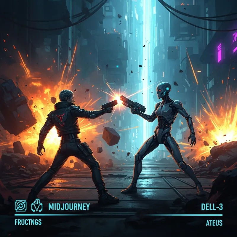 Cyberpunk Battle: Midjourney clashes with Dell-3