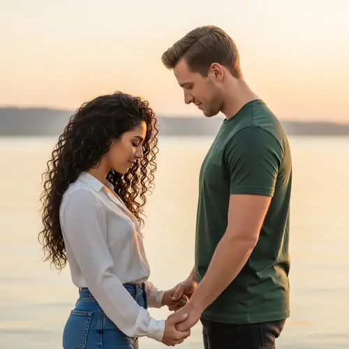 Harmonious Love: Tranquil Sunset Moment of Affection