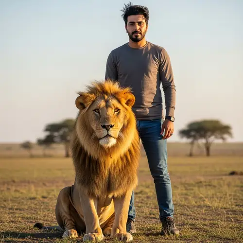 Incredible Bond: Man with Lion in the Wild