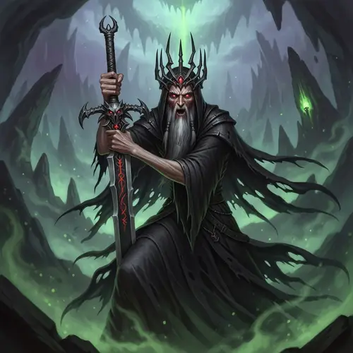 Malevolent Sorcerer: Immortal, Skeletal Figure with Crown