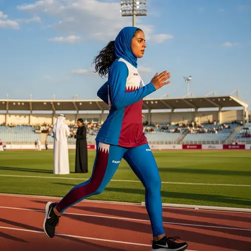 Qatari Female Athlete in Sportswear | Outdoor Sport Event