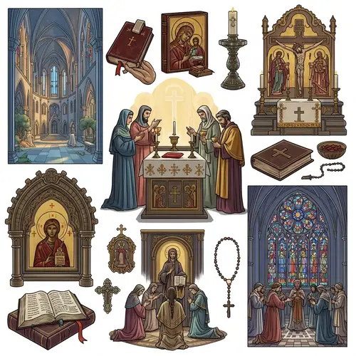 Detailed Illustrations of Christian Traditions | Spiritual Scenes