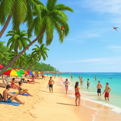 Tropical Beach Scene with Vibrant Colors