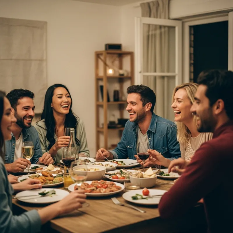 Intimate Dinner Party with Friends: Warm Ambiance and Candid Moments