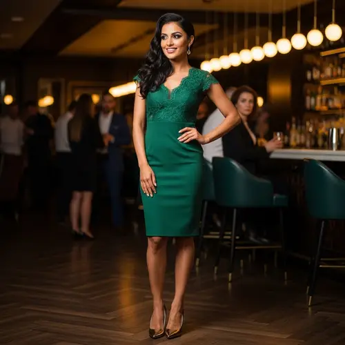 Stunning South Asian Woman in Cocktail Dress