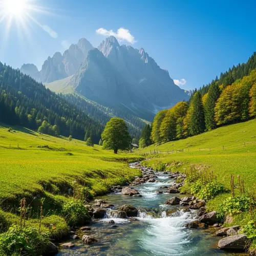 Majestic Mountain View: Peaks, Meadows & Trees | Tranquil Haven