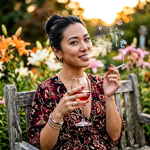 Stunning Portrait of an Asian Woman in Garden