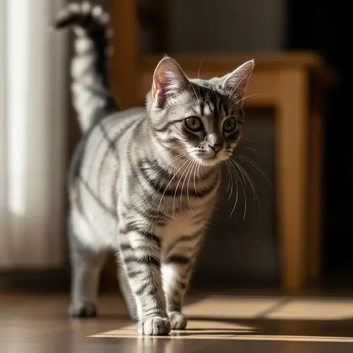 Graceful Domesticated Feline with Shimmering Emerald Eyes