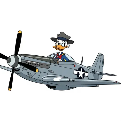 Retro P-51 Mustang Airplane Pilot Duck Image