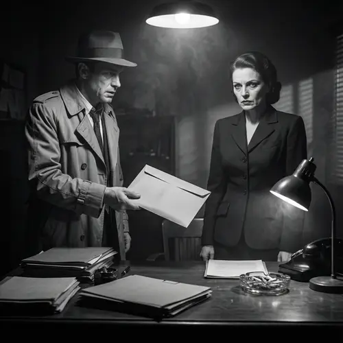 Film Noir Inspired Tense Government Office Scene