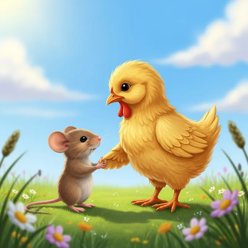 Mouse and Chicken Holding Hands | Nature Harmony