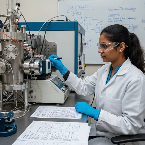 South Asian Female Physicist in Vacuum Technology Laboratory