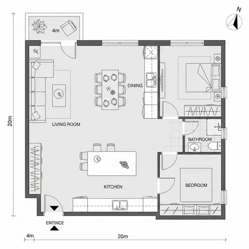 Minimalist 4x20m House Floor Plan by Zeidler & Lim