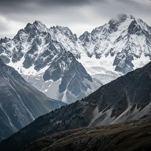 Abstract Mountains: Snowy Heights & Textured Slopes