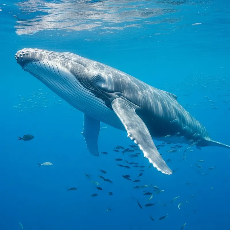 Majestic Blue Whale in Clear Ocean Depths