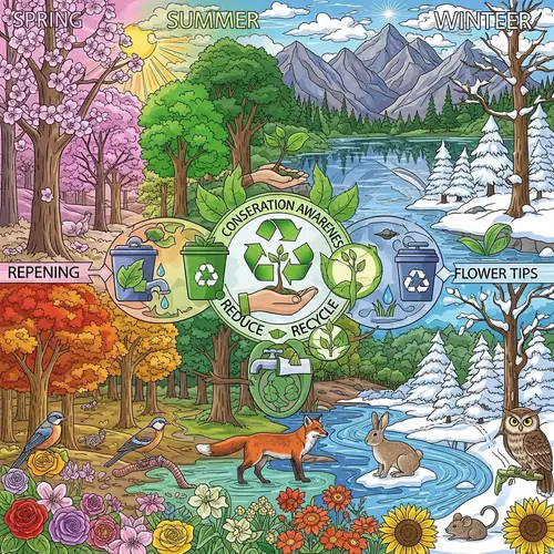 Diverse Wildlife Habitat Showcasing Biodiversity & Conservation Awareness