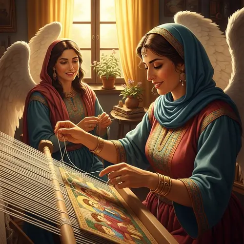 Golden Hearted Angel Weaving Life's Tapestry | Middle-Eastern Theme