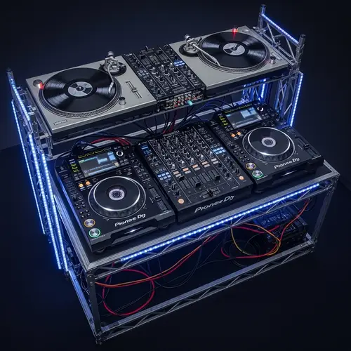 Extreme DJ Mixer with Four Disc Turntables