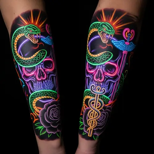 Vibrant Neon Forearm Tattoo Designs