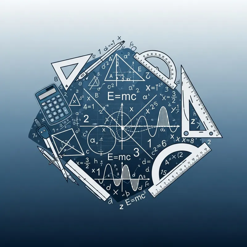 Mathematics Profile Picture: Geometric Symbols & Mathematical Tools in Blue Gradient