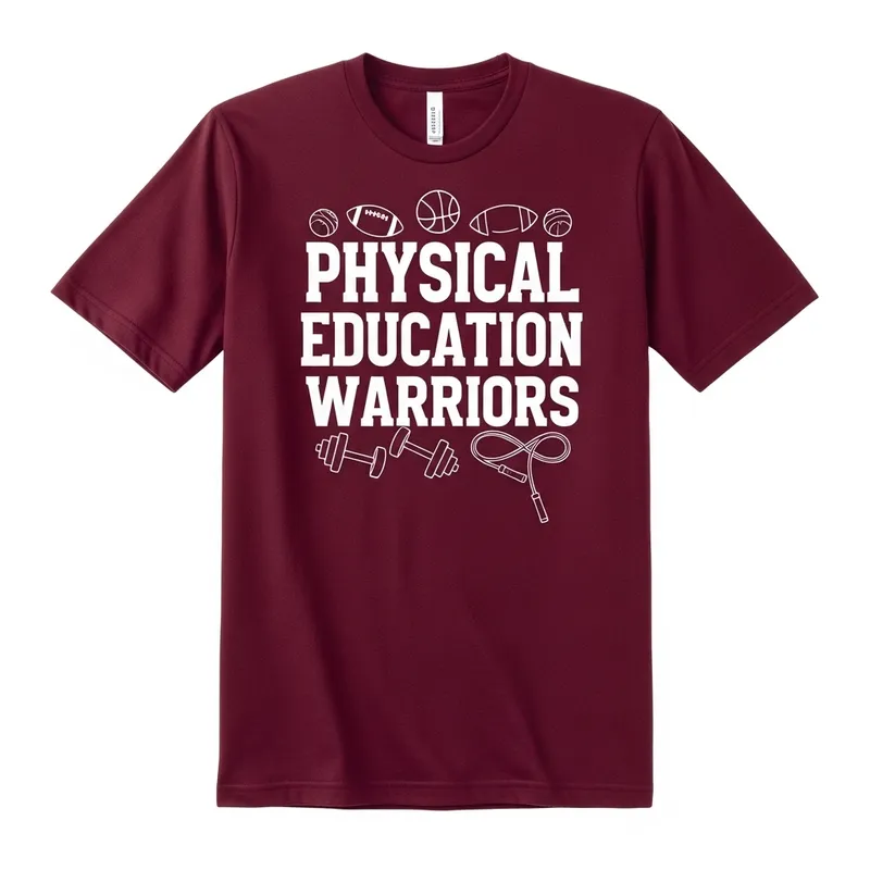 Maroon Physical Education Warriors T-Shirt | Sporty Soft Tee