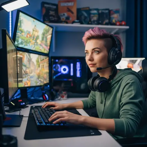 Confident Gamer Girl in Colorful Game Setup | Gaming Enthusiast