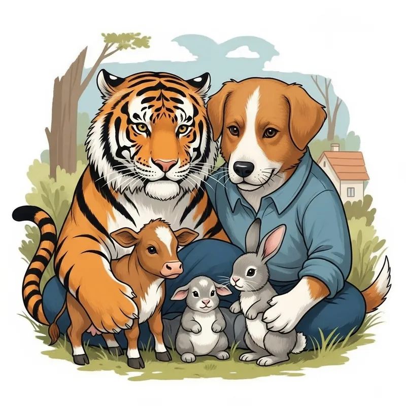 A Tiger and Dog Family: Unlikely Animal Bonds