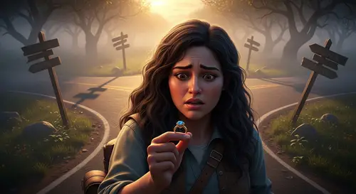 Mysterious Crossroads at Sundown - Fear and Regret Visualized