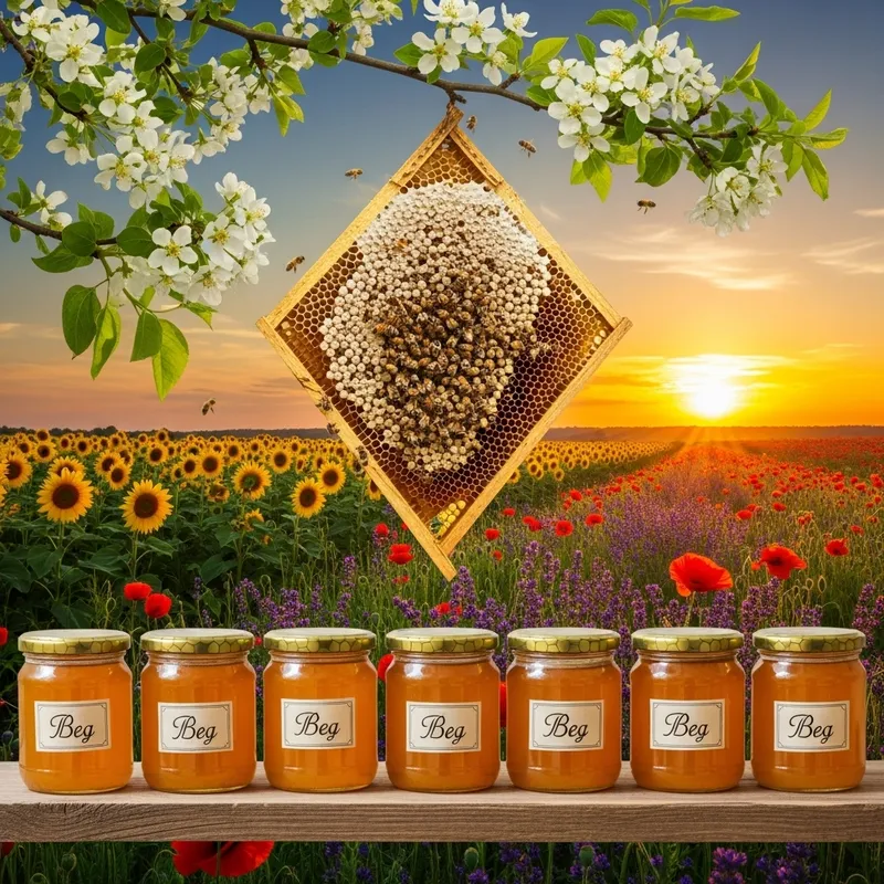 Honeycomb Beauty: Sunset, Bees & Jars of Honey
