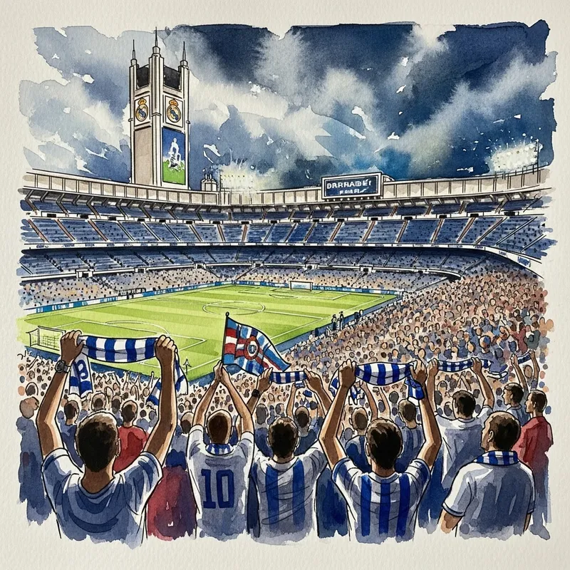 Santiago Bernabéu in Watercolor: Match Day Energy