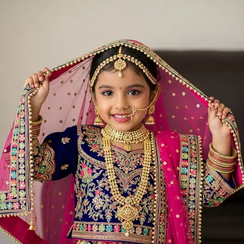 South Asian Girl in Traditional Bridal Outfit | Vibrant Colors & Intricate Details