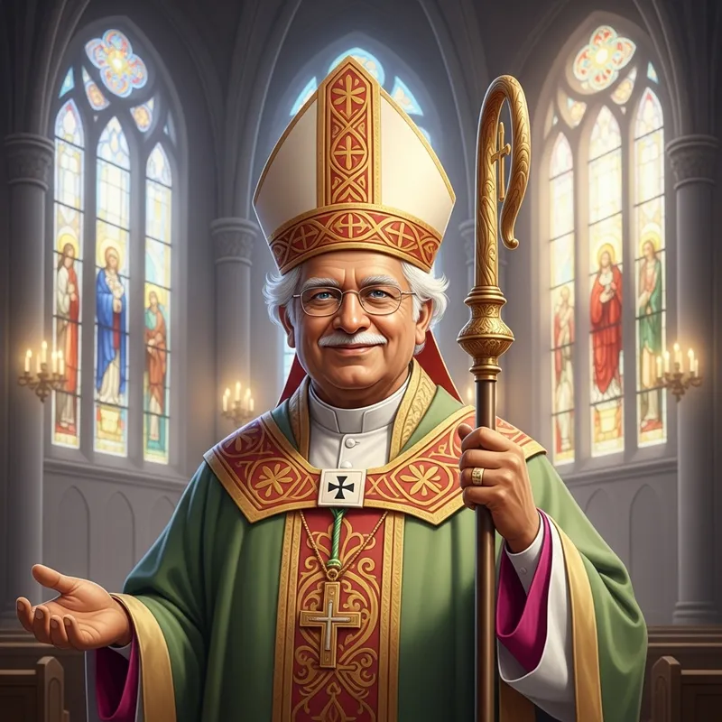 South Asian Bishop in Traditional Attire | Serene Cathedral Presence