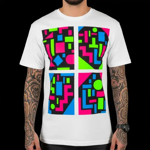 Vibrant Neon Geometric Shapes T-Shirt Design