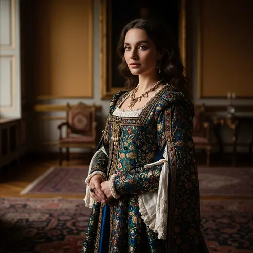 Elegant European-Persian Noblewoman in Regal Room