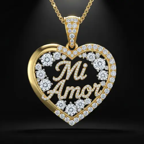 Heart-Shaped 'Mi Amor' Diamond Pendant | Romantic Jewelry