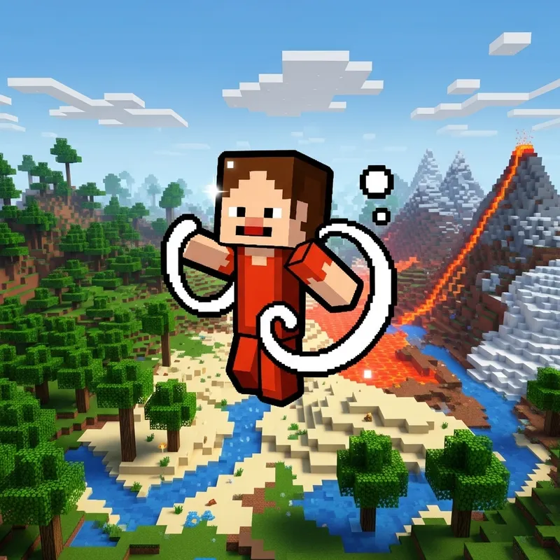 Pixelated Minecraft Logo with Animated Background