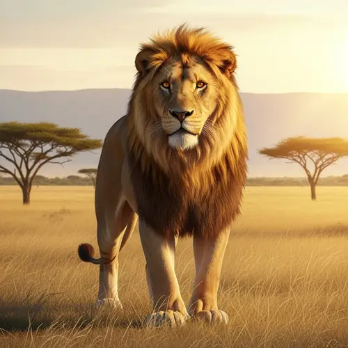 Legendary Lion of Magnificent Grandeur in Sunlit African Savannah